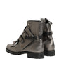 Dolce & Gabbana Metallic Silver Leather Buckle Ankle Boots Shoes