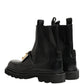 Dolce & Gabbana Black Leather Logo Plaque Ankle Boots Shoes