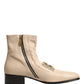 Dolce & Gabbana Beige Leather Logo Plaque Ankle Boots Shoes