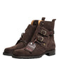 Dolce & Gabbana Brown Suede Leather Buckle Ankle Boots Shoes