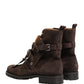 Dolce & Gabbana Brown Suede Leather Buckle Ankle Boots Shoes