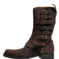 Dolce & Gabbana Brown Suede Leather Combat Ankle Boots  Shoes