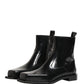 Dolce & Gabbana Black Leather Zip Closure Ankle Boots Shoes