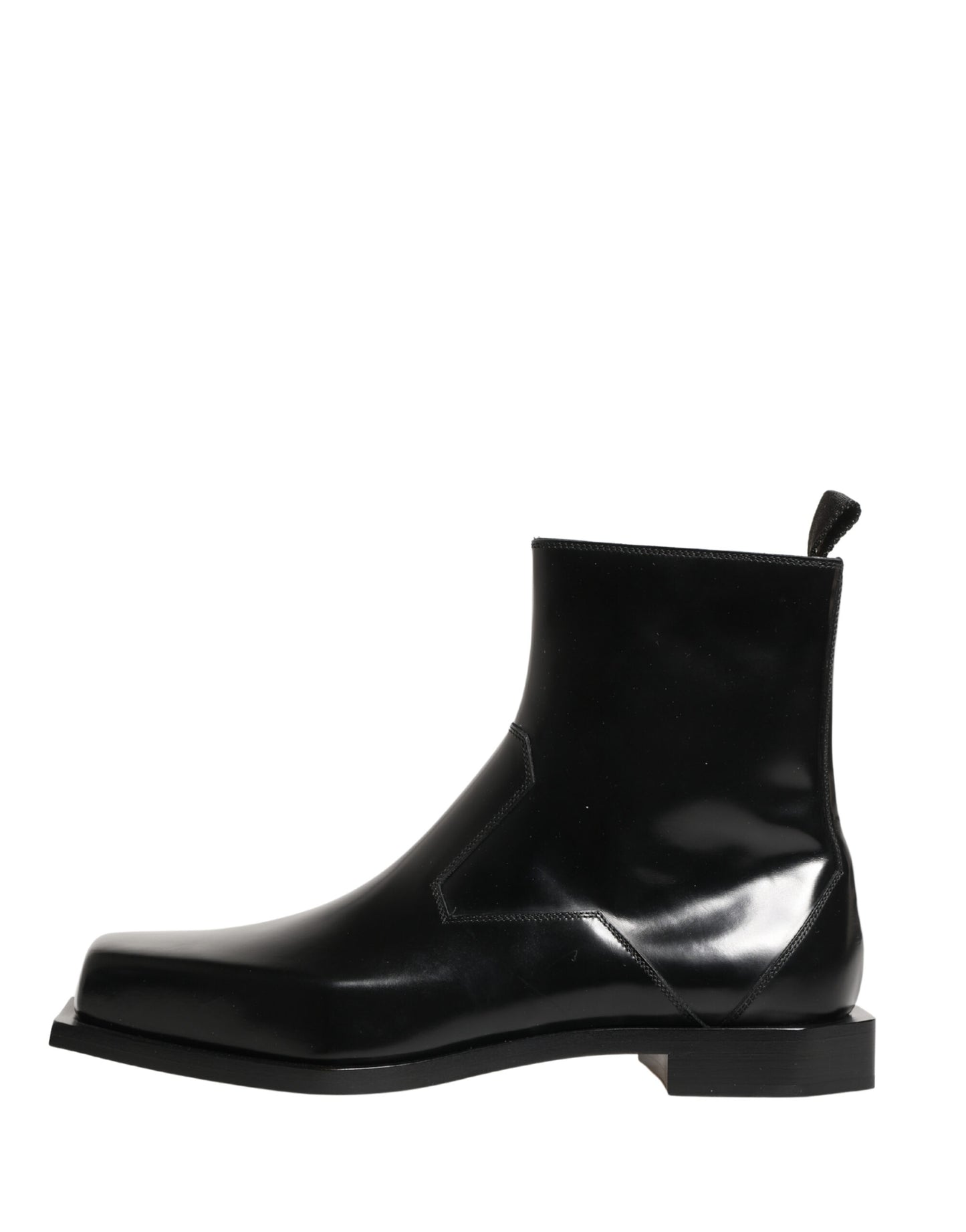 Dolce & Gabbana Black Leather Zip Closure Ankle Boots Shoes