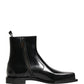 Dolce & Gabbana Black Leather Zip Closure Ankle Boots Shoes