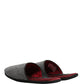Dolce & Gabbana Grey Herringbone Cashmere Red Slippers Shoes