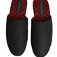 Dolce & Gabbana Anthracite Wool Cashmere Quilted Slippers Shoes