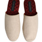 Dolce & Gabbana Beige Shetland Wool Red Quilted Slippers Shoes