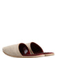 Dolce & Gabbana Beige Shetland Wool Red Quilted Slippers Shoes