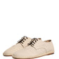 Dolce & Gabbana Beige Espadrille Sole Lace Up Canvas Derby Shoes