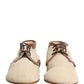 Dolce & Gabbana Beige Canvas Leather Trim Dress Derby Shoes