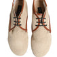 Dolce & Gabbana Beige Canvas Leather Trim Dress Derby Shoes