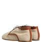 Dolce & Gabbana Beige Canvas Leather Trim Dress Derby Shoes