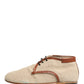 Dolce & Gabbana Beige Canvas Leather Trim Dress Derby Shoes