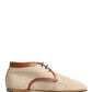Dolce & Gabbana Beige Canvas Leather Trim Dress Derby Shoes