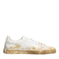 Dolce & Gabbana White Leather Paint Effect Low Top Sneakers  Shoes
