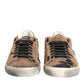 Dolce & Gabbana Brown Black Patch Denim Low Top Sneakers Shoes
