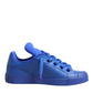 Dolce & Gabbana Blue Leather DG Logo Sole Low Top Sneakers Shoes
