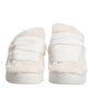 Dolce & Gabbana White Shearling Fur Bianco Low Top Sneakers Shoes
