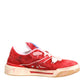 Dolce & Gabbana Red White Suede DG Logo Low Top Sneakers Shoes