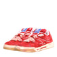 Dolce & Gabbana Red White Suede DG Logo Low Top Sneakers Shoes