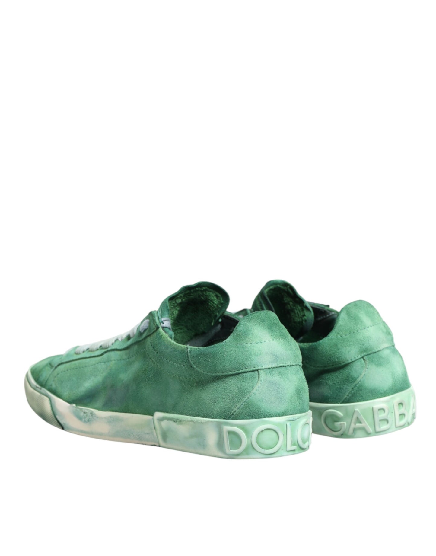 Dolce & Gabbana Green Suade DG Logo Sole Low Top Sneakers Shoes