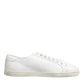 Dolce & Gabbana White Bianco Leather Men Low Top Sneakers Shoes