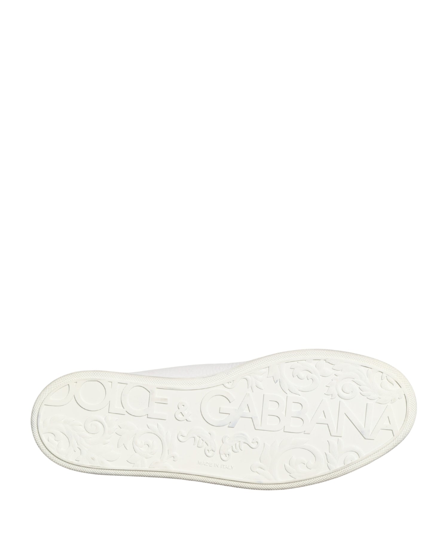 Dolce & Gabbana White Bianco Leather Men Low Top Sneakers Shoes