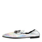 Dolce & Gabbana Silver DG Logo Holographic Leather Loafers Shoes