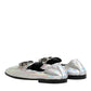 Dolce & Gabbana Silver DG Logo Holographic Leather Loafers Shoes
