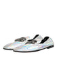 Dolce & Gabbana Silver DG Logo Holographic Leather Loafers Shoes
