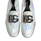 Dolce & Gabbana Silver DG Logo Holographic Leather Loafers Shoes