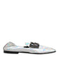 Dolce & Gabbana Silver DG Logo Holographic Leather Loafers Shoes