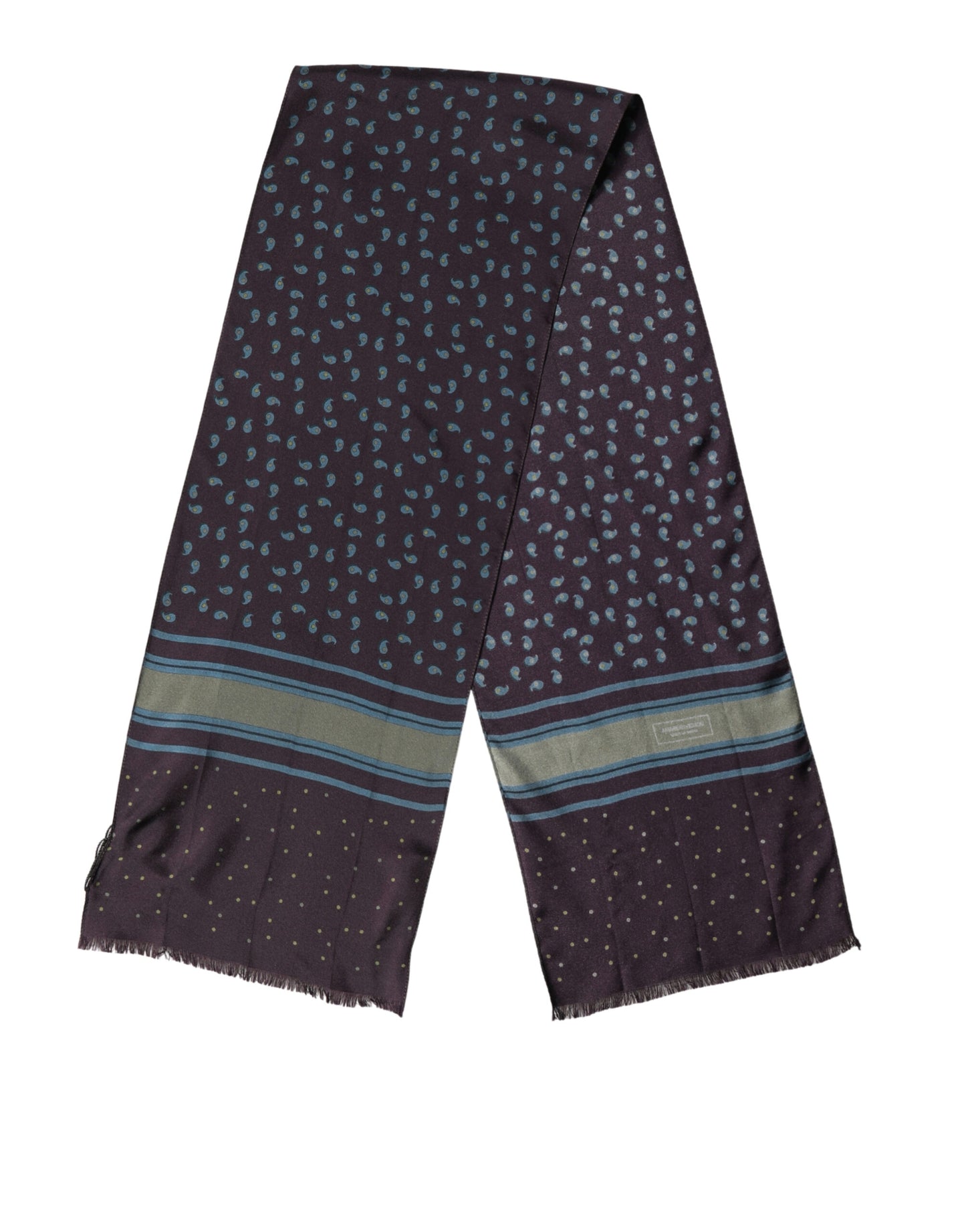 Dolce & Gabbana Men Scarf Maroon Patterned Silk Neck Foulard 132cm x 33cm