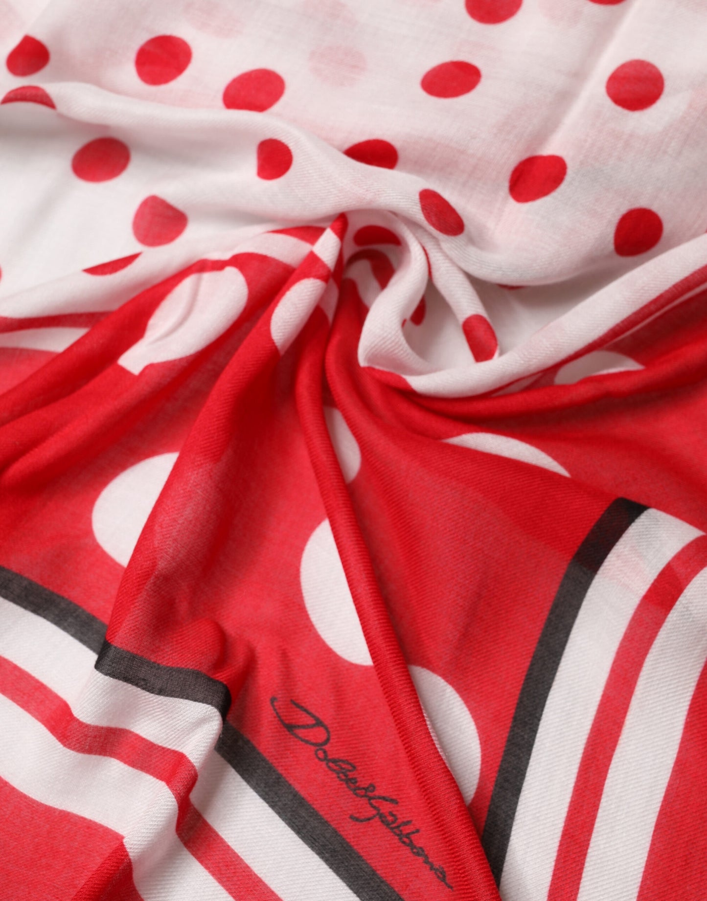 Dolce & Gabbana Red Polka Dot Print Square Stole 137cm x 134.5cm  Scarf