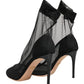 Dolce & Gabbana Black Nylon Stretch Mesh Sock Boots Shoes