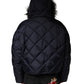 Dolce & Gabbana Black Quilted Fur Shearling Hooded  Jacket