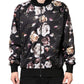 Dolce & Gabbana Black Floral Polyester Full Zip Bomber Jacket