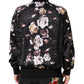 Dolce & Gabbana Black Floral Polyester Full Zip Bomber Jacket