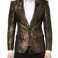 Dolce & Gabbana Gold Jacquard Single Breasted Tuxedo Blazer