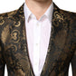 Dolce & Gabbana Gold Jacquard Single Breasted Tuxedo Blazer