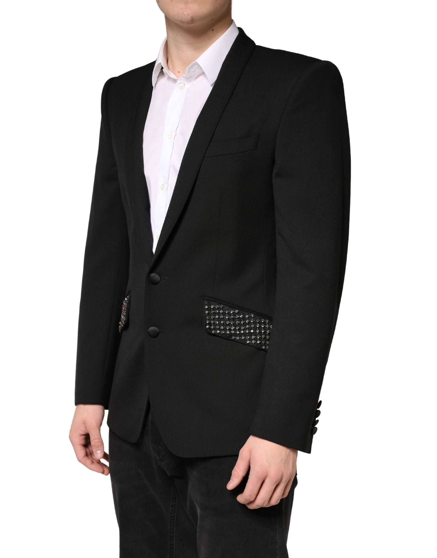 Dolce & Gabbana Black Embellished Single Breasted Blazer