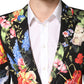 Dolce & Gabbana Black Floral Single Breasted MARTINI 2 Piece Suit