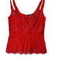 Dolce & Gabbana Red Silk Floral Lace Lingerie Top Underwear