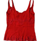 Dolce & Gabbana Red Silk Floral Lace Lingerie Top Underwear