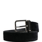 Dolce & Gabbana Black Suede Silver Tone Metal Buckle Men Belt