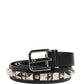 Dolce & Gabbana Black Leather Studded Silver Tone Buckle Belt