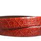 Dolce & Gabbana Red Leather Gold Tone Metal Buckle Men Belt