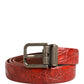 Dolce & Gabbana Red Leather Gold Tone Metal Buckle Men Belt