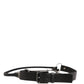 Dolce & Gabbana Black Leather Silver Chain Waist Men Belt